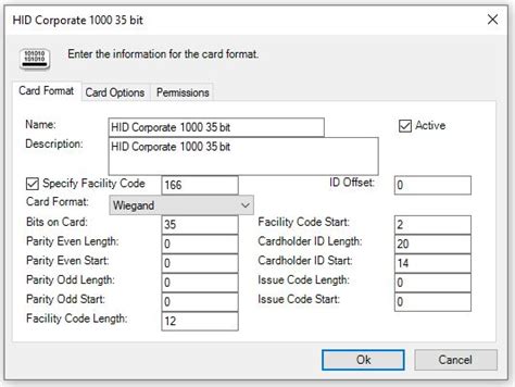 corporate 1000 hid card format